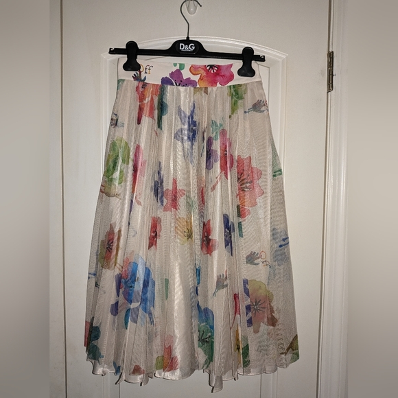 19. NWT OFF-WHITE FLORAL PLEATED SKIRT IT 42 / US MEDIUM/ 6 - Picture 11 of 16